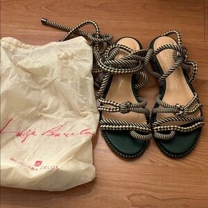 Green Rope Lace-Up Sandals